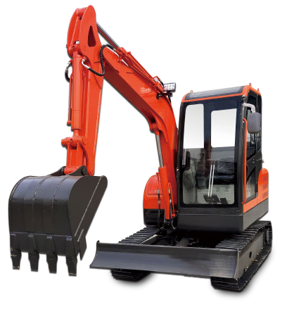 Orange JDSHT35 mini excavator with black bucket and tracks, ready for construction work.