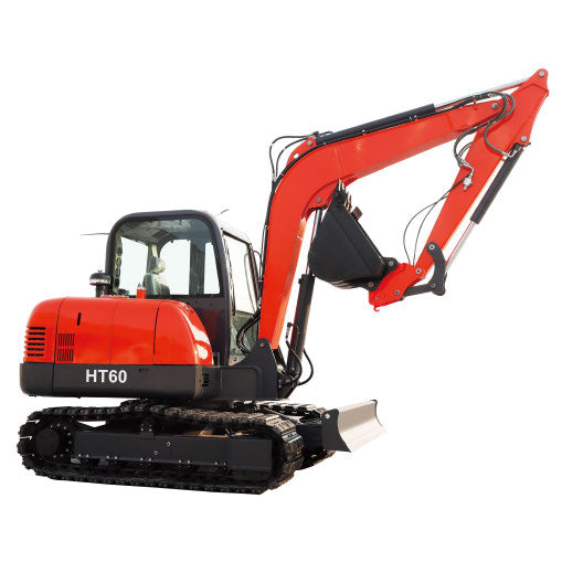 Bright orange JDSHT60 heavy duty tracked excavator with a black bucket, ready for construction work.