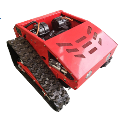 Red JDS SRD224-55L tracked remote-controlled brush cutter robot from above