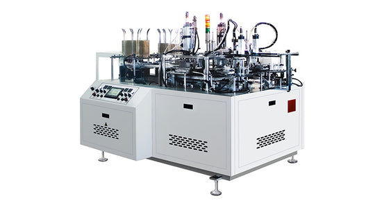 JDSMSTB-400S automatic box molding machine, front view, white and silver industrial equipment