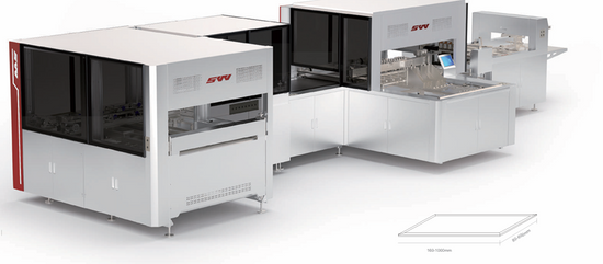 JDS QFM 460G and 600G Elite Box Machine, a large white industrial system for luxury packaging production.