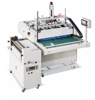 JDS BSJ 450A semi-automatic case making machine, front-side view in a workshop