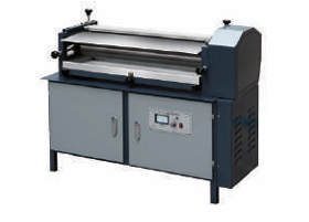 JDS TJJ-700A tabletop gluing machine with adjustable speed, grey and dark blue industrial design.
