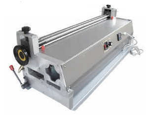 JDS TJJ-700B tabletop gluing machine, front-side view, silver metal finish, with rollers and control panel on a white backgro
